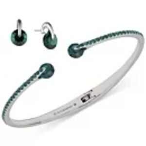 Givenchy Silver and Green Bracelet Set